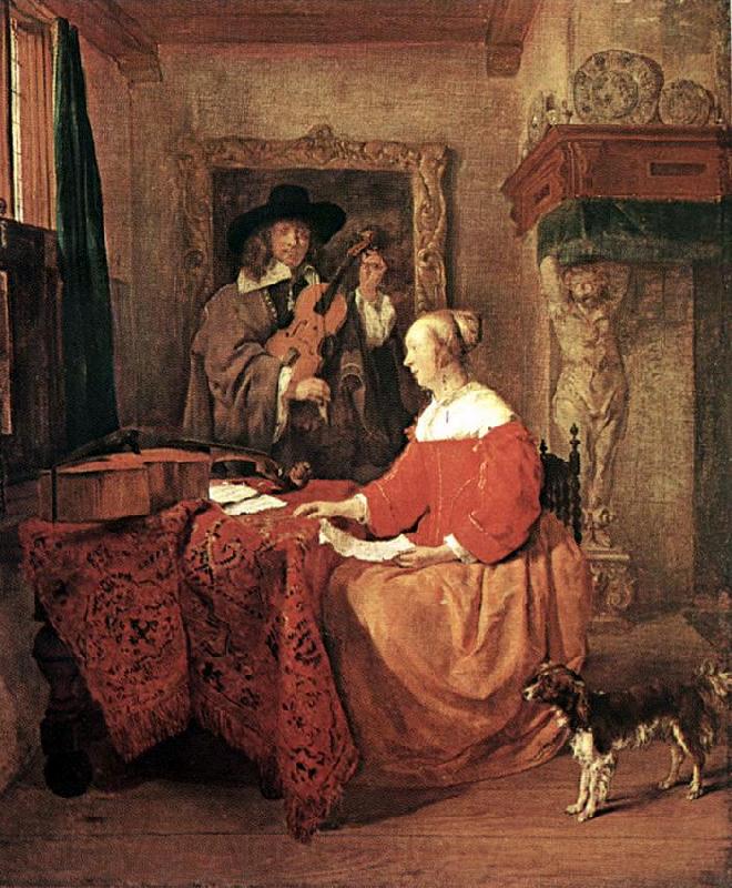 METSU, Gabriel A Woman Seated at a Table and a Man Tuning a Violin sg Spain oil painting art